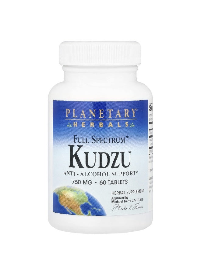 PLANETARY HERBALS بلانيتاري هيربالز، كودزو طيف كامل™، 1,500 ملغ، 60 قرص (750 ملغ لكل قرص) - Image 1