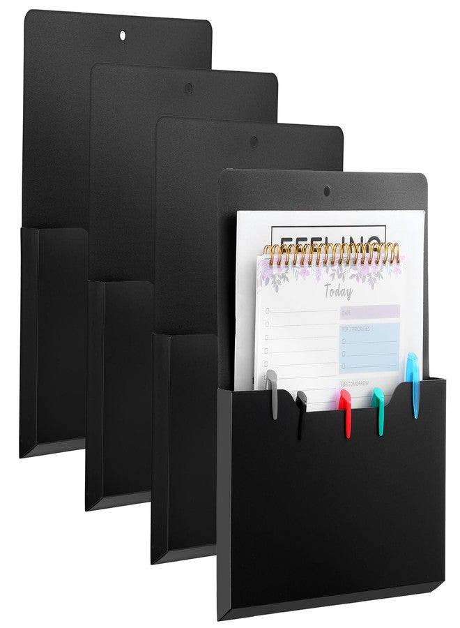 mekueeex 4 Pack Magnetic File Holder, A4 Large Size Refrigerator Storage Organizer Magnet Pencil Cups Marker Paper Letter Pen Holder Stationery Supplies for Classroom Office Home - Image 1