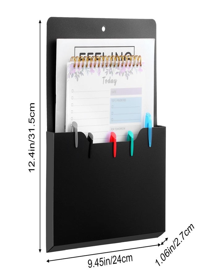 mekueeex 4 Pack Magnetic File Holder, A4 Large Size Refrigerator Storage Organizer Magnet Pencil Cups Marker Paper Letter Pen Holder Stationery Supplies for Classroom Office Home - Image 2