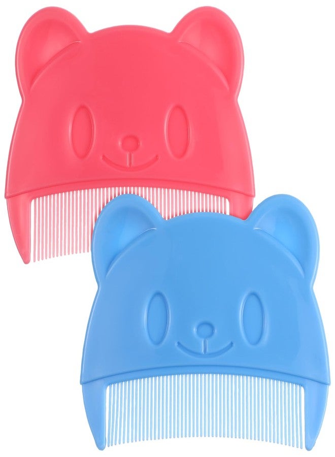 PartyKindom 2pcs Fine Tooth Combs: Cute Baby Hair Combs Plastic Bear Shape for Newborn Baby Cradle Cap Dandruff - Easy to Hold - Image 1