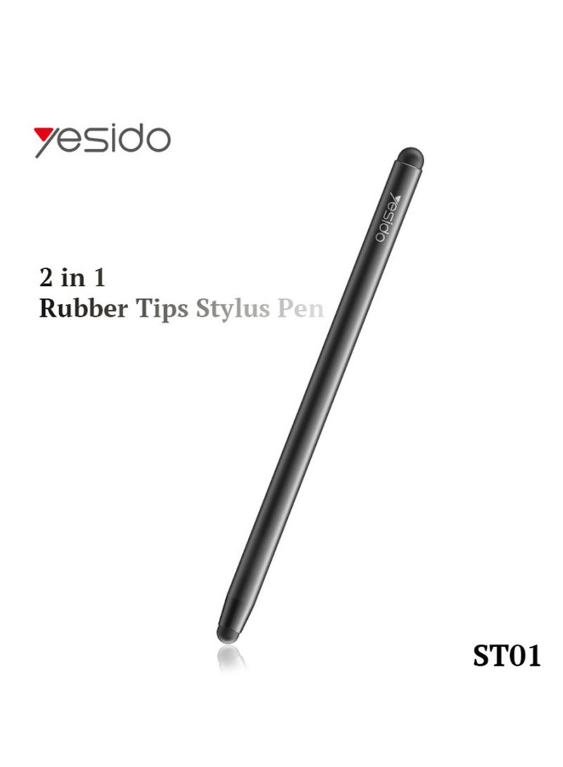 ST01 2 In 1 Capacitive Active Tablet Smart Pressure Touch Screen Stylus Pen For IPad Laptop - Black - Image 3