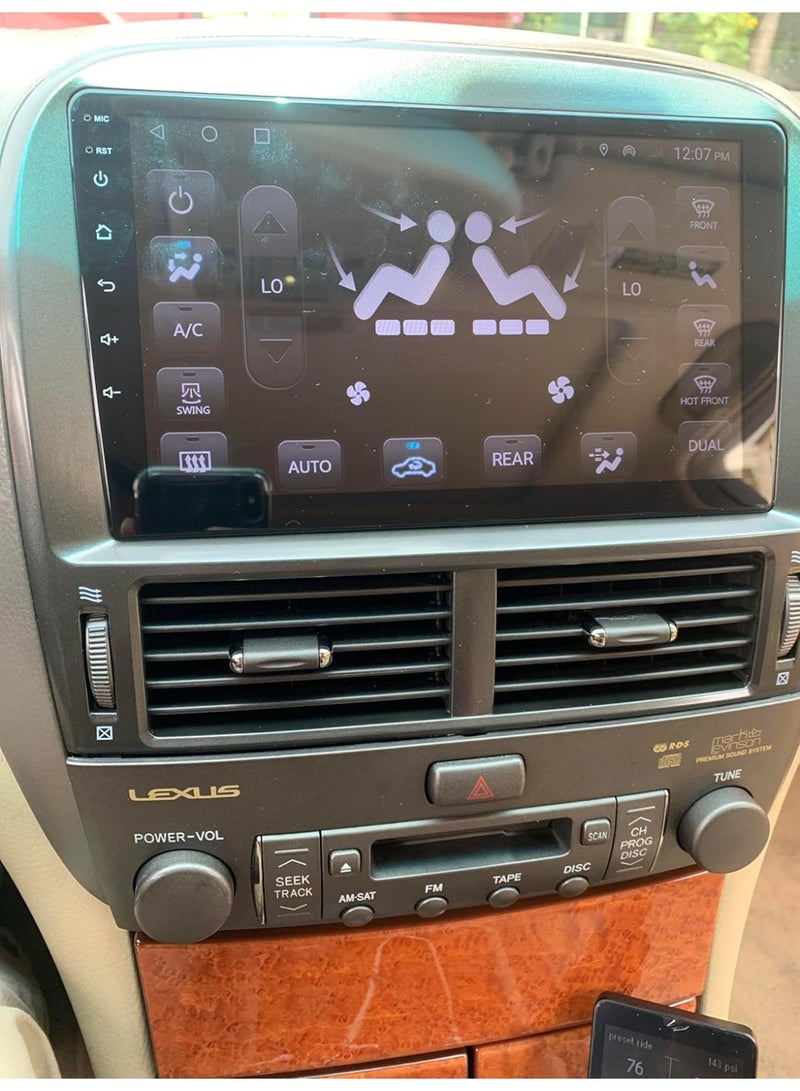 شاشة أندرويد لكزس LS430، ذاكرة وصول عشوائي 4 جيجابايت، دعم Apple Carplay، أندرويد أوتو، شاشة لمس QLED لاسلكية، كاميرا AHD للرؤية الليلية، متضمنة، دعم بطاقة SIM، دعم بلوتوث، دعم DSP، التحكم في المناخ - Image 5