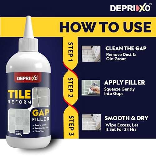 DEPRIXO Tiles Gap Filler Waterproof Sealant | White Cement Grout Paste Tube for Tiles & Walls | Crack Repair Putty for Kitchen & Bathroom by UNIDSC (Tile Gap Filler, 280 ml) - Image 4