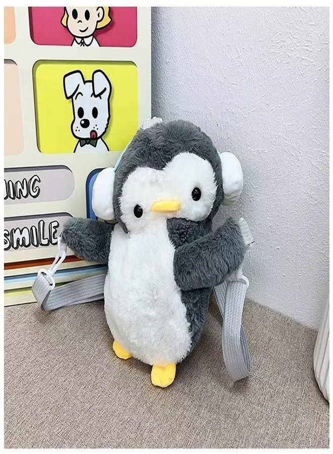 Ueeksry Cute Plush Penguin Shoulder Messenger Bag, Plush Penguin Crossbody Bag, Stuffed Animal Backpack for Women - Image 4