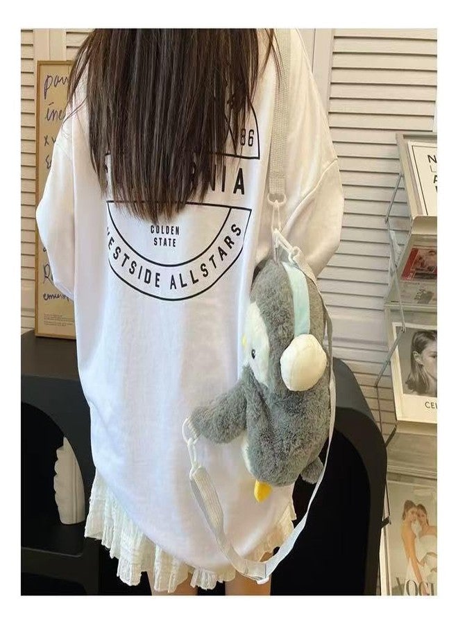 Ueeksry Cute Plush Penguin Shoulder Messenger Bag, Plush Penguin Crossbody Bag, Stuffed Animal Backpack for Women - Image 2