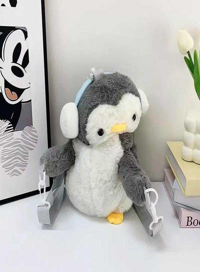 Ueeksry Cute Plush Penguin Shoulder Messenger Bag, Plush Penguin Crossbody Bag, Stuffed Animal Backpack for Women - Image 3