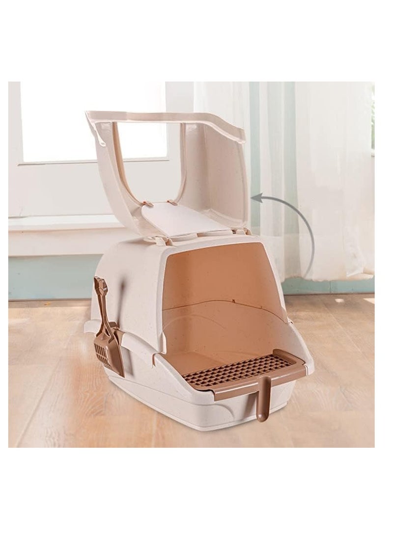 Dubkart - Large Cat Litter Box Closed Cat Toilet Box Pan, Large Hooded Sand Basin Training Kit with Scoop Handle for Cats Kittens Fully Enclosed Splash-Proof Easy to Installation and Clean - Image 1