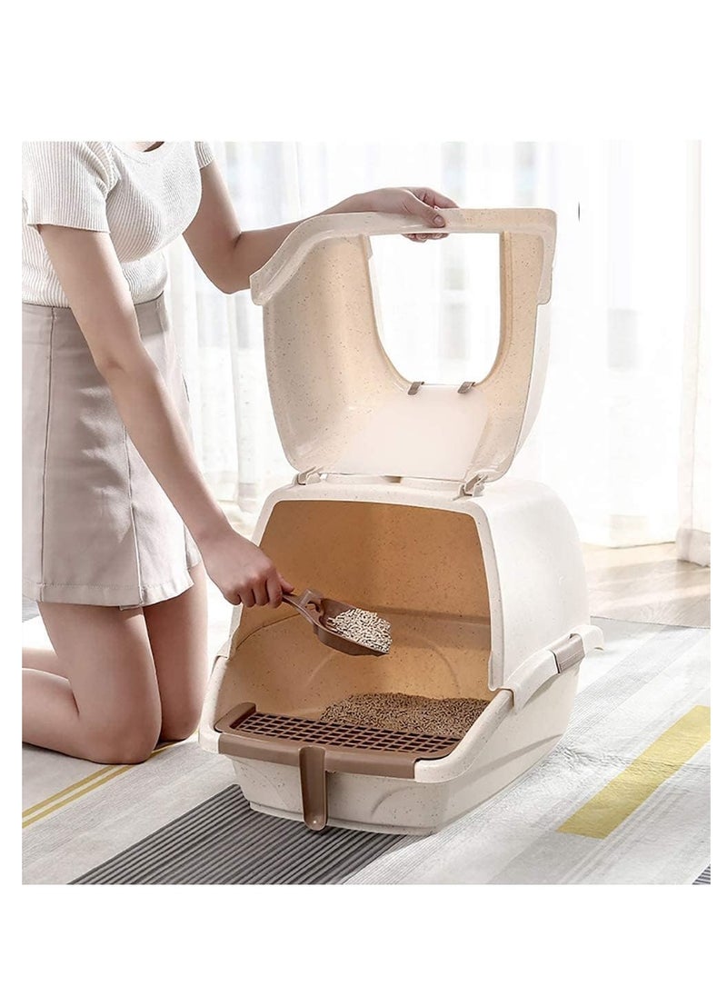 Dubkart - Large Cat Litter Box Closed Cat Toilet Box Pan, Large Hooded Sand Basin Training Kit with Scoop Handle for Cats Kittens Fully Enclosed Splash-Proof Easy to Installation and Clean - Image 1