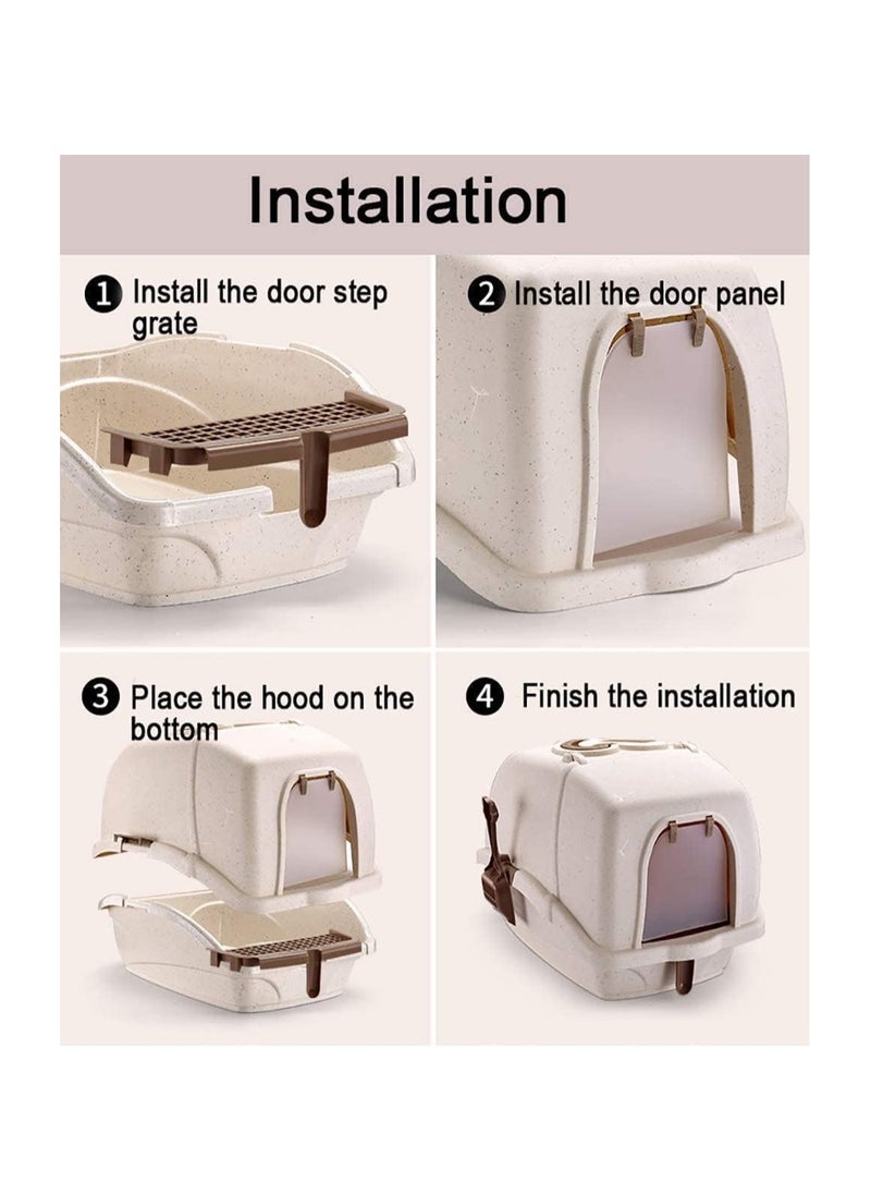 Dubkart - Large Cat Litter Box Closed Cat Toilet Box Pan, Large Hooded Sand Basin Training Kit with Scoop Handle for Cats Kittens Fully Enclosed Splash-Proof Easy to Installation and Clean - Image 1