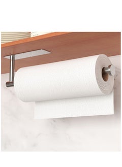Paper Towel Holder, Self-Adhesive or Drilling, Brushed Nickel Wall Mounted Paper Towel Rack for Kitchen, SUS304 Stainless Steel Kitchen Roll Holder Under Cabinet