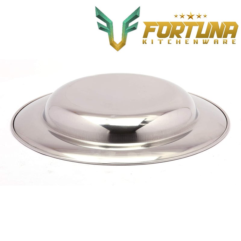 FORTUNA KITCHENWARE Set of 6 Plates Stainless Steel Deep SoupBreakfastMaggiPastaGravy Plate Medium Size with Mirror Polish Heavy Gauge Soup Plate Diameter 8 Inches 21 cms - Image 3
