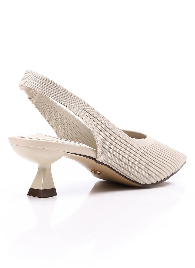 DejaVu - Ribbed Pointed Toecap Shape Slip On Pumps - Image 1