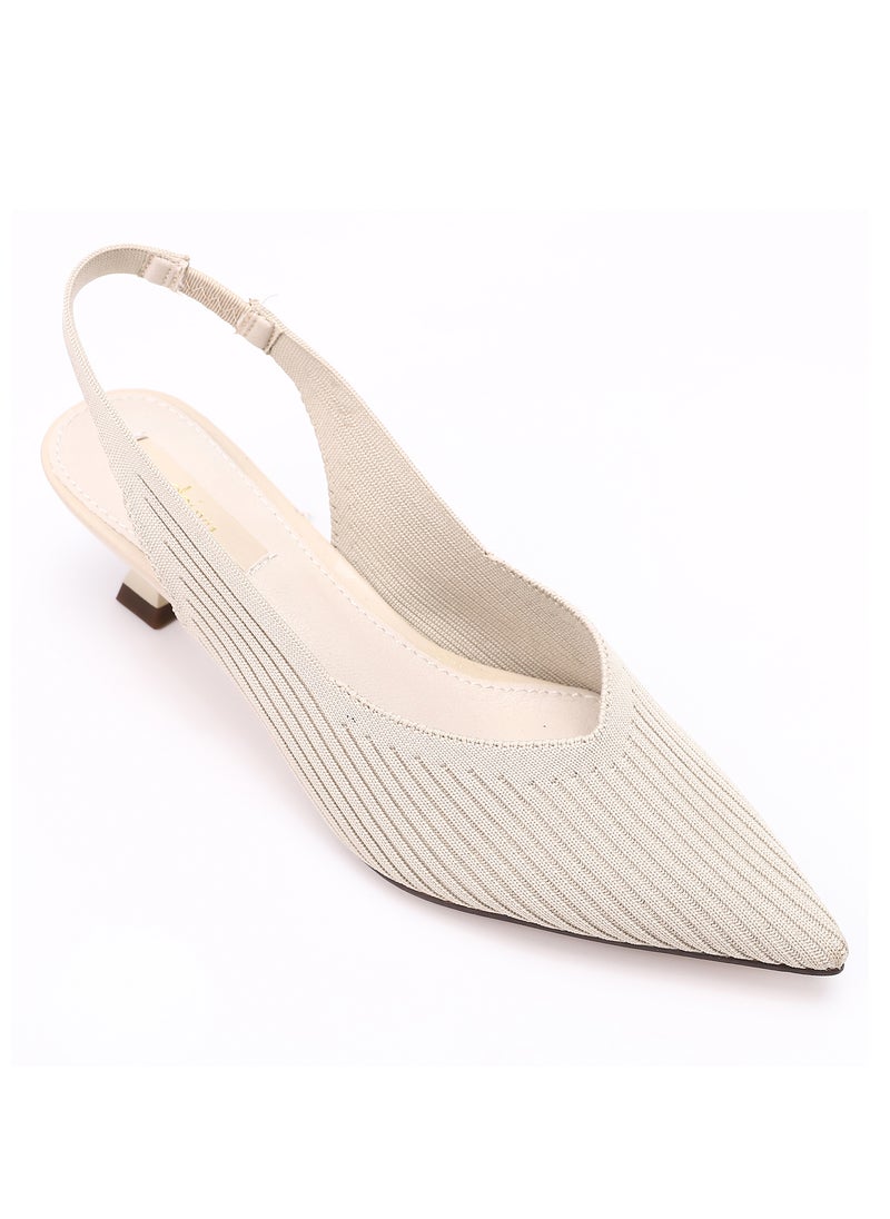 DejaVu - Ribbed Pointed Toecap Shape Slip On Pumps - Image 1