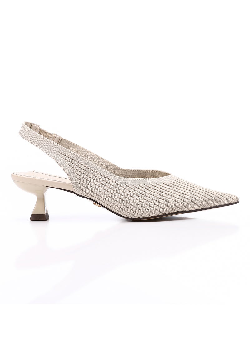 DejaVu - Ribbed Pointed Toecap Shape Slip On Pumps - Image 1