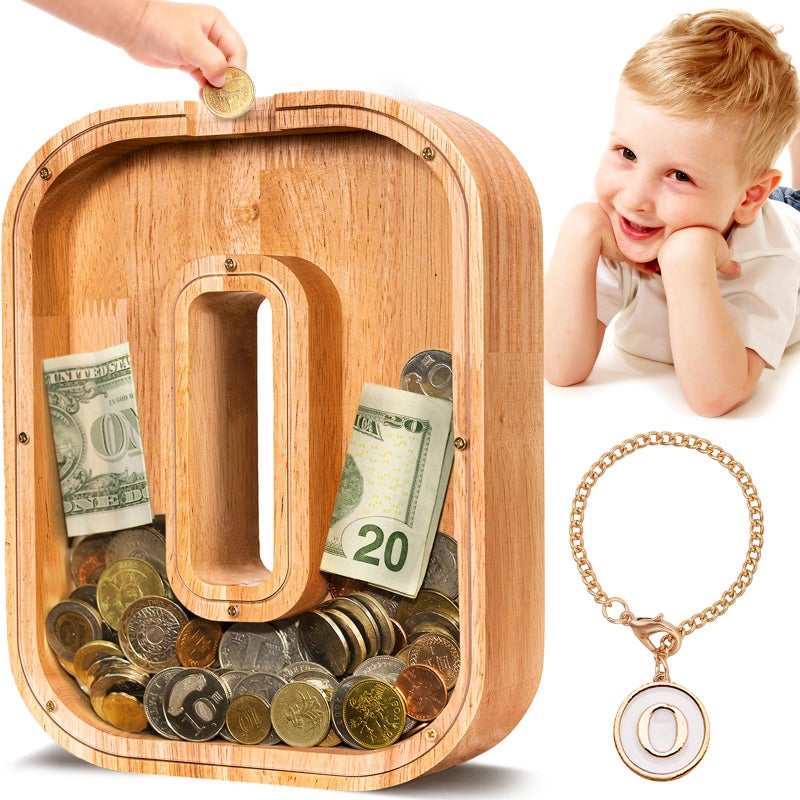 SummiDate Wooden Letter Piggy Bank Piggy Bank for Boys Girls Toddler Alphabet O Money Bank Coin Bank Birthday Gift for KidsBirthday Gift for Kids O