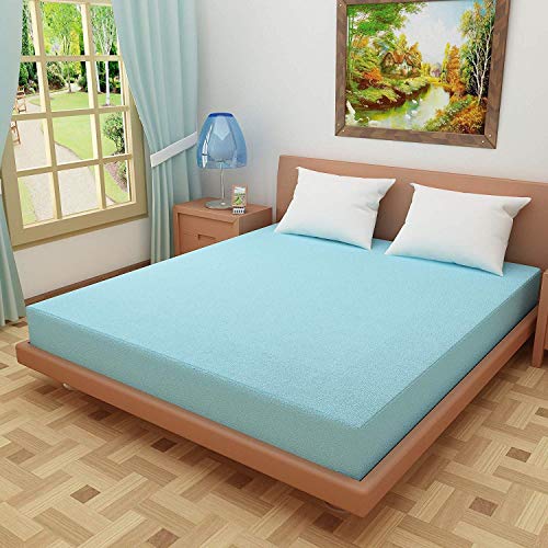 Lithara Terry Cotton Fitted Mattress Protector for Queen/Double Bed | Waterproof & Elastic Band | Ultra Soft & Hypoallergenic Mattress Cover | Size : 60 x 80 Inches (5 x 6.67 Feet) | (Sky Blue) - Image 2