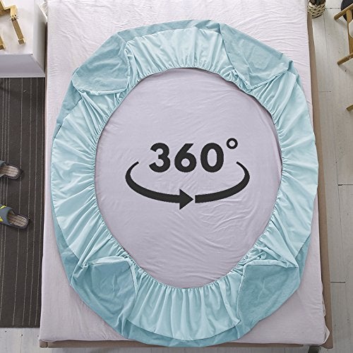 Lithara Terry Cotton Fitted Mattress Protector for Queen/Double Bed | Waterproof & Elastic Band | Ultra Soft & Hypoallergenic Mattress Cover | Size : 60 x 80 Inches (5 x 6.67 Feet) | (Sky Blue) - Image 5