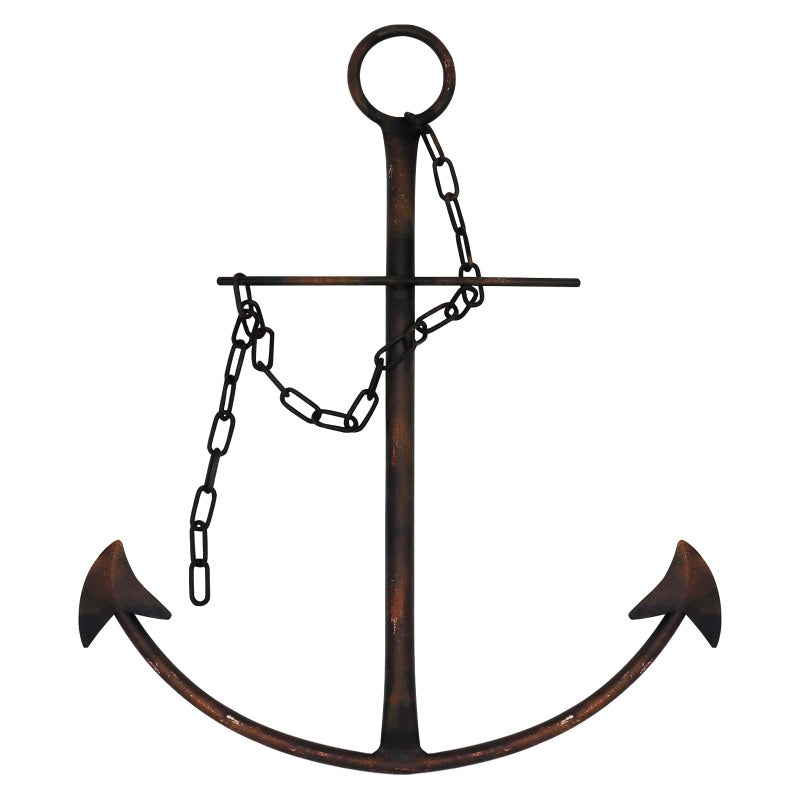 Fleecy day Nautical Anchor Wall Decor, Antique Metal Anchor Art Wall Decor With Chain for Bedroom Living Room Dorm Home/13" Antique Anchor with Chain Wall Decor, Antique Metal Anchor Farmhouse Decor (Vintage) - Image 1