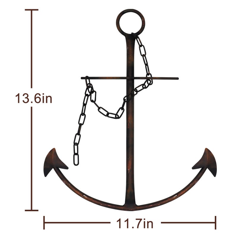Fleecy day Nautical Anchor Wall Decor, Antique Metal Anchor Art Wall Decor With Chain for Bedroom Living Room Dorm Home/13" Antique Anchor with Chain Wall Decor, Antique Metal Anchor Farmhouse Decor (Vintage) - Image 4
