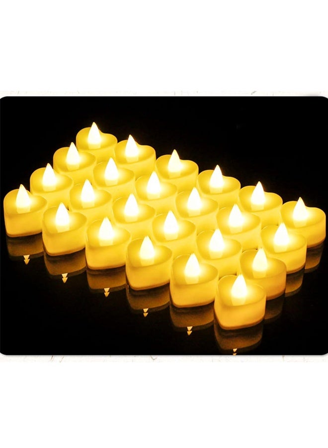 HOMESTAR 24 Pcs Heart Shape LED Tealight Candles Love LED Candles for Valentines Wedding Table Party Decor for Wedding, Valentine's Day, Marriage Proposal, Party, Festival Celebration (Warm Light) - Image 5