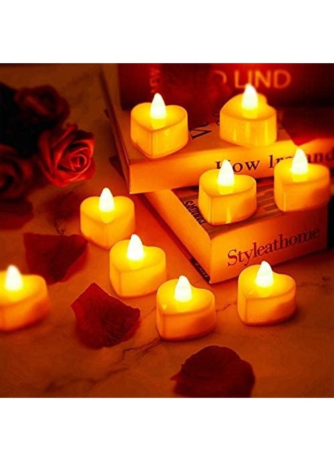 HOMESTAR 24 Pcs Heart Shape LED Tealight Candles Love LED Candles for Valentines Wedding Table Party Decor for Wedding, Valentine's Day, Marriage Proposal, Party, Festival Celebration (Warm Light) - Image 2