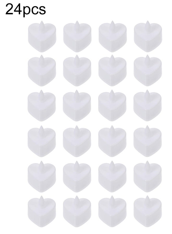 HOMESTAR 24 Pcs Heart Shape LED Tealight Candles Love LED Candles for Valentines Wedding Table Party Decor for Wedding, Valentine's Day, Marriage Proposal, Party, Festival Celebration (Warm Light) - Image 3