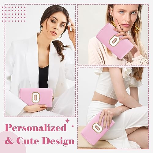 ChaoGreat Personalized Initial A-Z Preppy Patch Makeup Bag,Small PU Chenille Letter Cosmetic Bag with Zipper for Teen Girls,Pink Cute Toiletry Organizer Bag,Monogram Makeup Case Gift for Women Girls,Letter O - Image 4