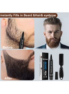 EELHOE Beard Pencil Filler for Men, Beard Pen for Men, Waterproof Beard Filling Pen Kit with Water Proof Beard Filling Pen and Beard Brush Long Lasting Coverage and Natural Looking Dark Brown  - Image 4