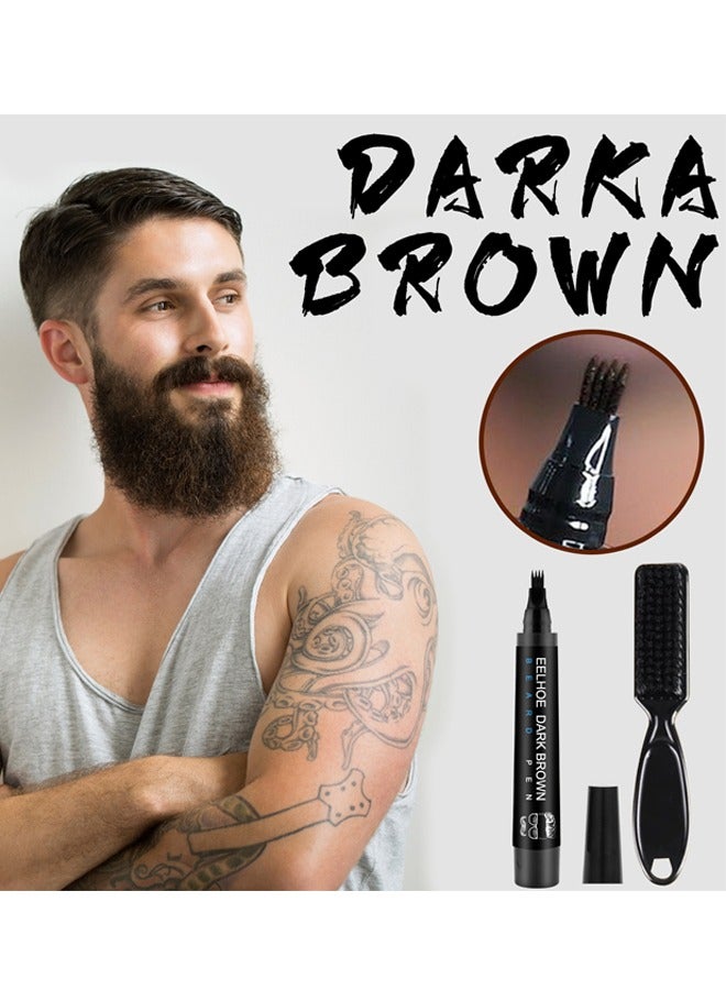 EELHOE Beard Pencil Filler for Men, Beard Pen for Men, Waterproof Beard Filling Pen Kit with Water Proof Beard Filling Pen and Beard Brush Long Lasting Coverage and Natural Looking Dark Brown - Image 5