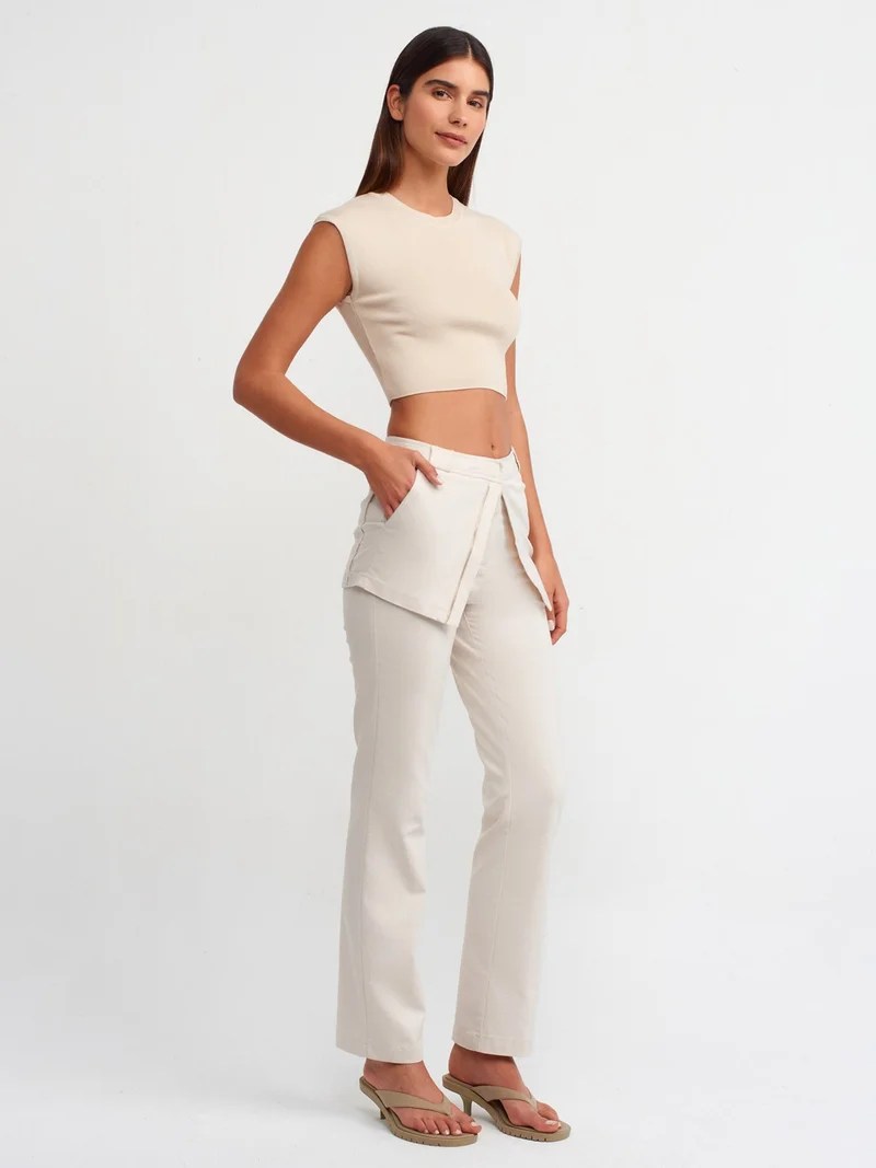 Dilvin 10525 Crew Neck Short Sleeve Knitwear Top-Stone