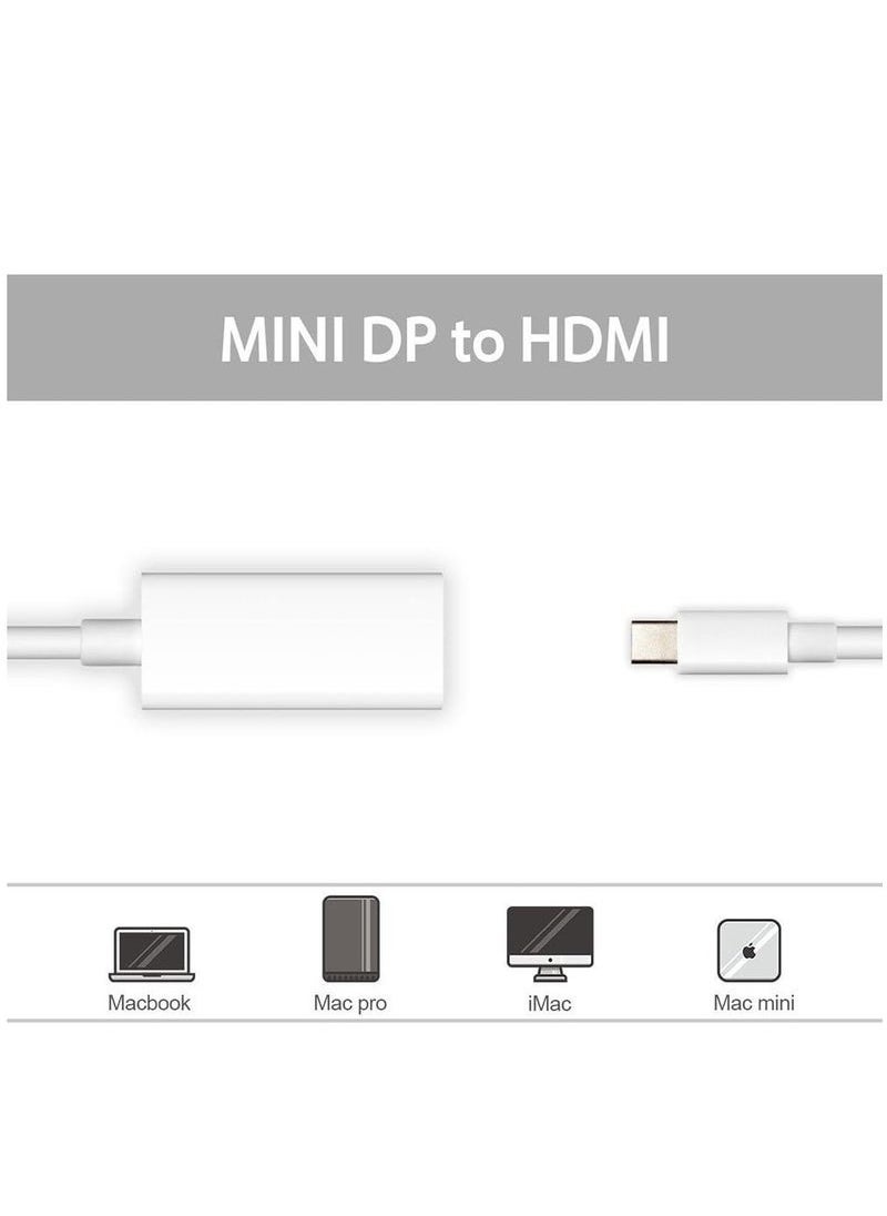 ماركة غير محددة محول Mini DisplayPort (Mini DP) إلى HDMI - محول فيديو 4K أبيض لأجهزة MacBook وSurface والكمبيوتر المحمول إلى شاشة أو تلفزيون أو جهاز عرض - مزامنة الصوت والفيديو، التوصيل والتشغيل، تصميم خفيف الوزن للعروض التقديمية والألعاب والأفلام  - Image 5