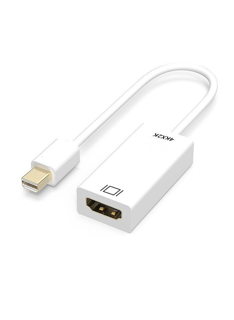 Mini DisplayPort (Mini DP) to HDMI Adapter – White 4K Video Converter for MacBook, Surface, Laptop to Monitor, TV, Projector – Audio & Video Sync, Plug & Play, Lightweight Design for Presentations, Gaming, Movies - Image 1