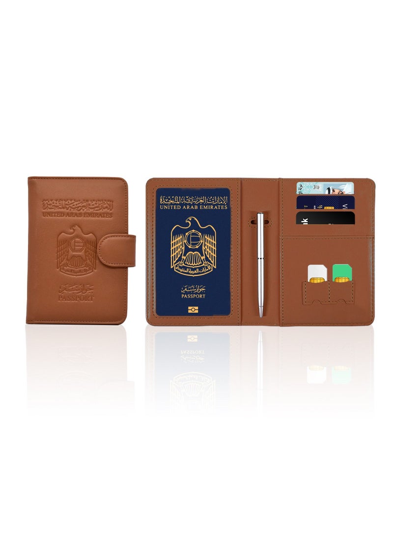 Swift غطاء حامل جواز السفر، محفظة سفر جلدية RFID مع زر مغناطيسي  - Image 4