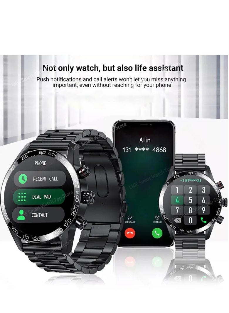 LIGE New HD TFT Screen Smart Watches for Men's Business Bluetooth Call Sleep Sports Heart Rate Blood Pressure Fitness Tracker Waterproof Multi-function Silicone Black  - Image 5