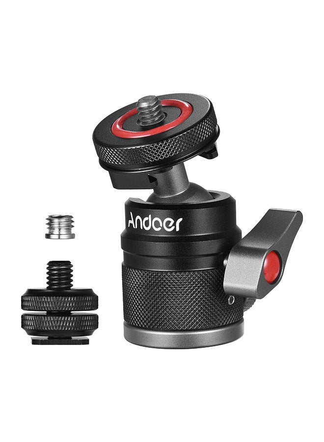 ANDOER Mini Ball Head Adapter Monitor Mount Cold Shoe Adapter 360° Rotating Aluminum Alloy 1/4 Inch & 3/8 Inch Screw for Mounting Camera Monitor Microphone LED Video Light  - Image 1