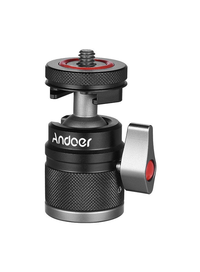 ANDOER Mini Ball Head Adapter Monitor Mount Cold Shoe Adapter 360° Rotating Aluminum Alloy 1/4 Inch & 3/8 Inch Screw for Mounting Camera Monitor Microphone LED Video Light  - Image 3