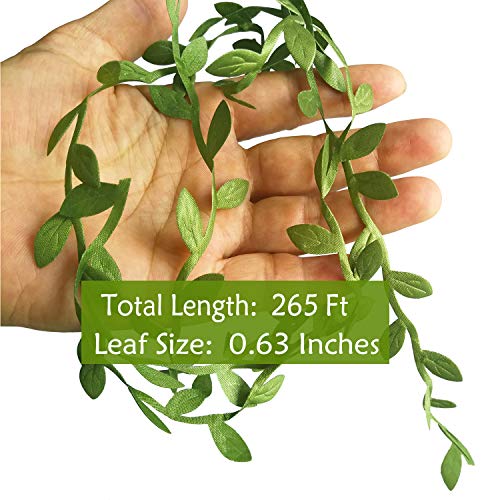 Naidiler 265 Ft Leaf Ribbon, Artificial Vines Leaves String Trim Ribbon Wild Jungle Botanical Greenery for Baby Shower Party Wedding Home Wreaths & DIY Craft - Image 2
