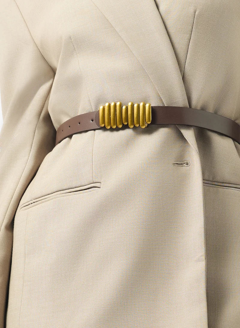 ELLA Brown Gold Accent Classic Waist Belt for Women | Best Price UAE
