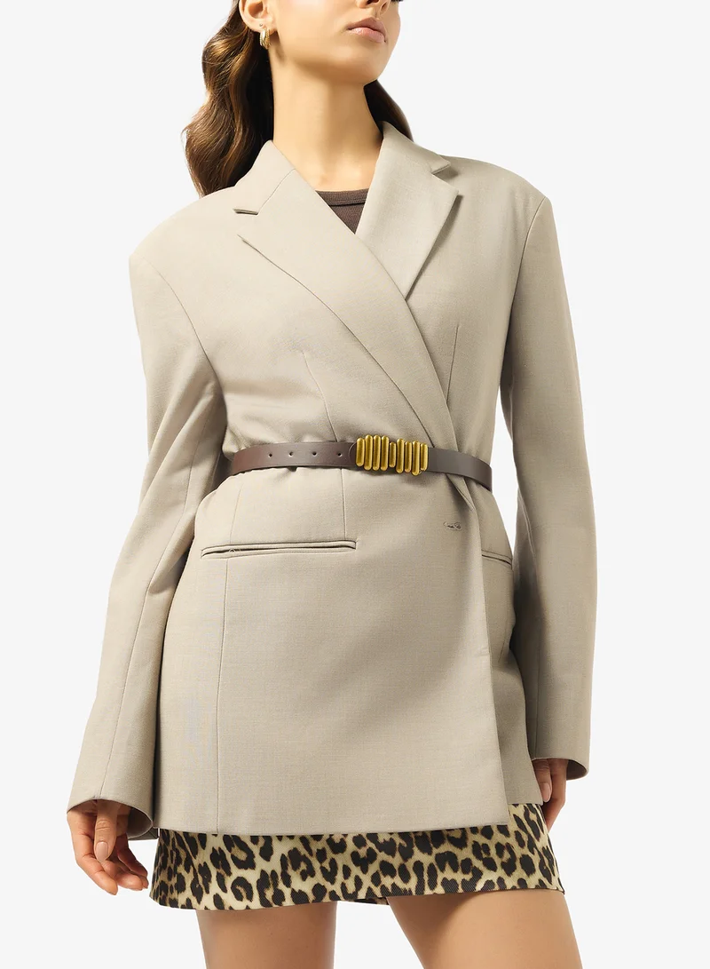 ELLA Brown Gold Accent Classic Waist Belt for Women | Best Price UAE