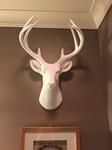 Wallcharmers Large White Faux Deer Head - 21 inch Faux Taxidermy Animal Head Wall Decor - Handmade Farmhouse Decor - Rustic Wall Decor Deer Antlers - Image 3