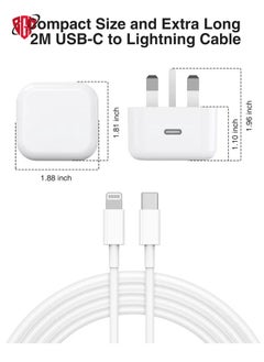 iPhone 13 Charger Plug and Cable, 20W USB C Plug with USB C Lightning Cable, USB C Apple Lightning Cable and iPhone Plug uk Charger for iPhone 13 Pro Max/12/12Mini/11/XR/XS/X/8