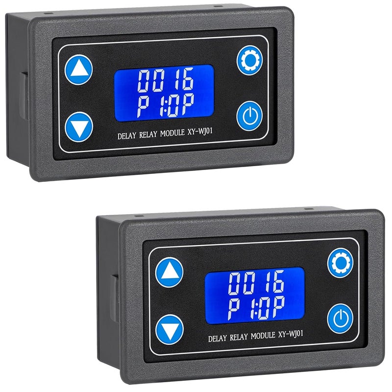 DROK Time Delay Relay 2pcs, DC 6-30V Timer Relay 12V 24V 0.01s-9999min 50mA Digital Timer Cycle Delay Switch Module AC 220V Power On-Off Controller with LCD Display Switch Button Case - Image 1
