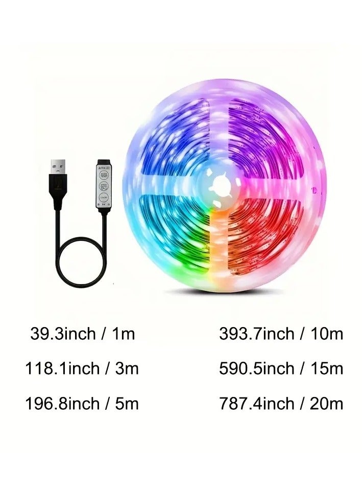 شريط إضاءة LED RGB – لفة واحدة من الشريط المرن مع وحدة تحكم بثلاثة مفاتيح، خلفية لاصقة، سطوع عالي لخلفية التلفاز وزينة الغرفة – مثالي لإعداد الألعاب، عيد، عيد الميلاد والمزيد - Image 3