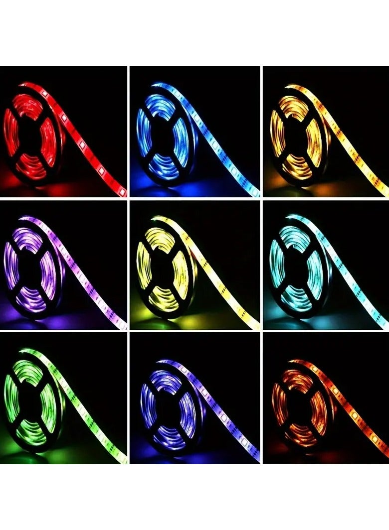 شريط إضاءة LED RGB – لفة واحدة من الشريط المرن مع وحدة تحكم بثلاثة مفاتيح، خلفية لاصقة، سطوع عالي لخلفية التلفاز وزينة الغرفة – مثالي لإعداد الألعاب، عيد، عيد الميلاد والمزيد - Image 2