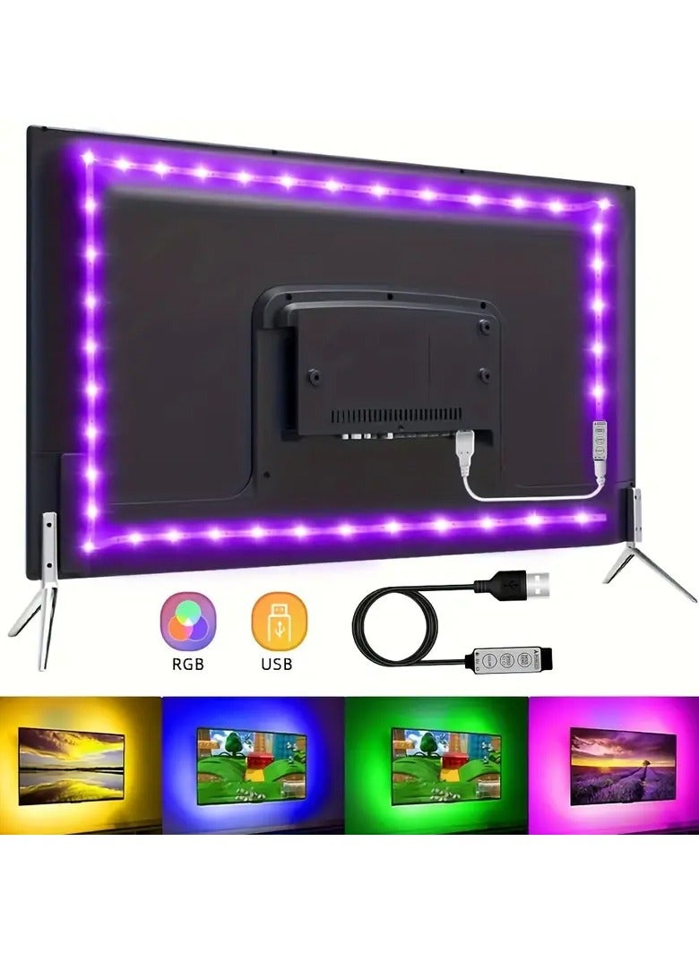 شريط إضاءة LED RGB – لفة واحدة من الشريط المرن مع وحدة تحكم بثلاثة مفاتيح، خلفية لاصقة، سطوع عالي لخلفية التلفاز وزينة الغرفة – مثالي لإعداد الألعاب، عيد، عيد الميلاد والمزيد - Image 4