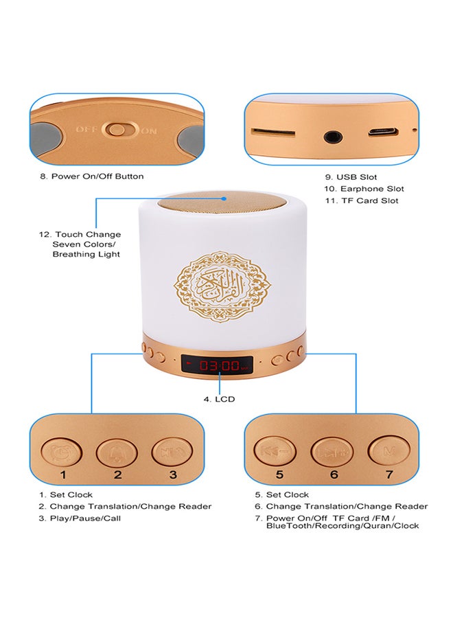 ACHAS Quran LED Lamp Bluetooth Speaker With Remote Multicolour - Image 2
