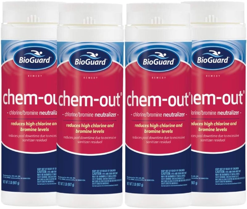 bioguard BioGuard ChemOut 2 lb Pack of 4 Neutralizes High Chlorine  Bromine Levels Reduces Pool Downtime Suitable for All Pool Types 