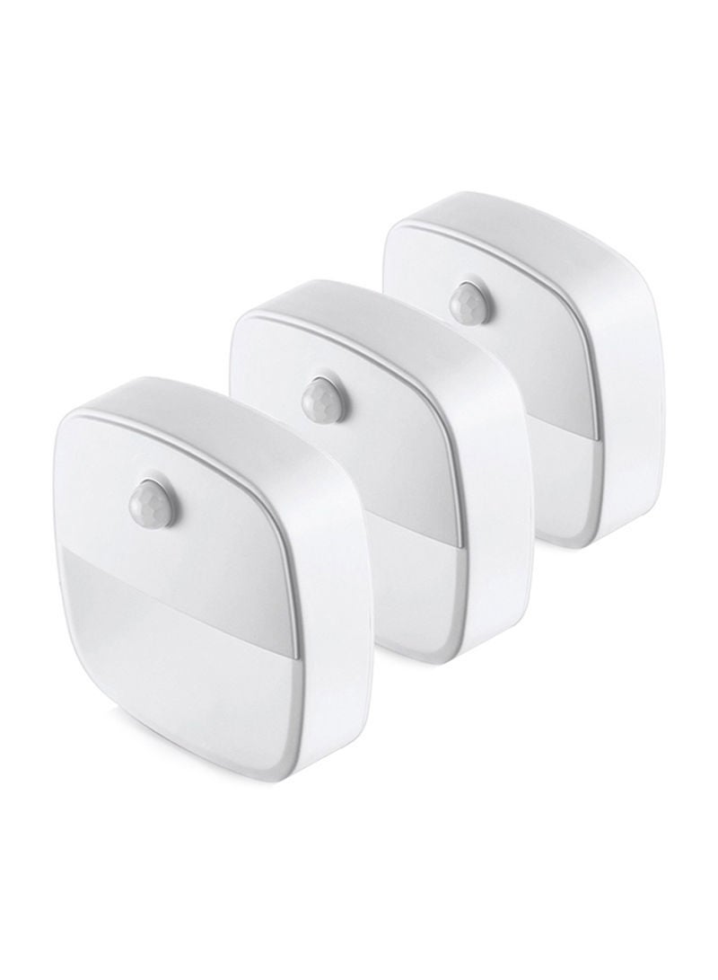 NIBEMINENT 3-Piece LED Motion Sensor Stick On Night Light White 11cm