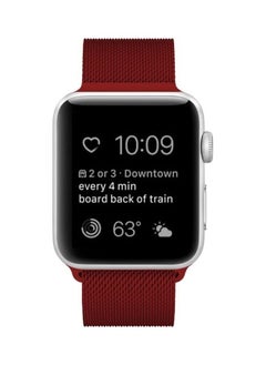 NIBEMINENT Milanese Loop Watchband For Apple Watch Series 7 45Mm / 6 & Se 5 4 44Mm 3 2 1 42Mm Rose Red  - Image 2