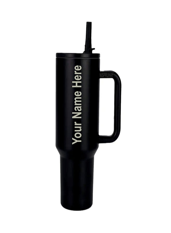 Nispruhay 1200ml Customize with Your Name or Brand Name Tumbler Double Wall Vacuum Insulated Portable Personalize Cup Drinking Cup for Office Gym Travelling (Black) - Image 1